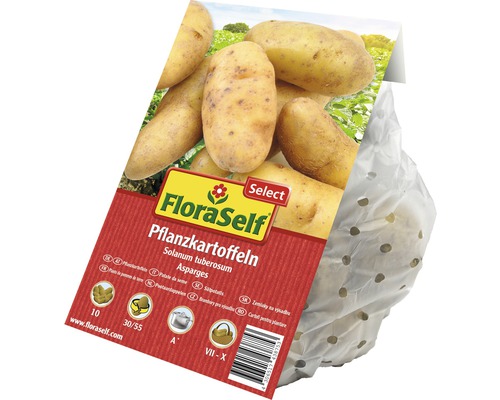 FloraSelf Pflanzkartoffeln Asparges in einer Verpackung