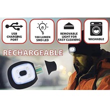 Wiederaufladbare Mütze mit USB Ladeanschluss, 100 Lumen SMD LED, abnehmbarem Licht zur einfachen Reinigung und Waschbarkeit