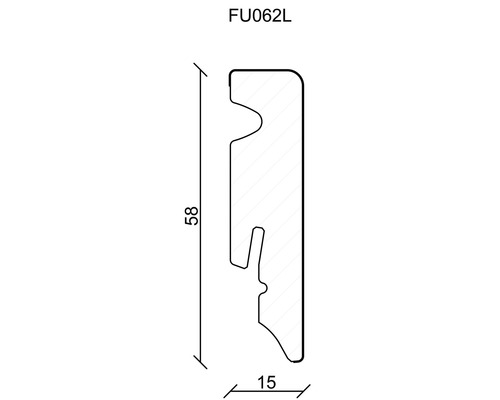 Profilquerschnitt FU062L mit Maßangaben 58 und 15