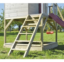 Spielhaus Alpaka Holz mit Schaukel, Veranda und Rutsche rot