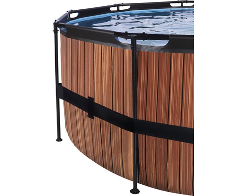 Aufstellpool mit Holzverkleidung und Stahlrahmen