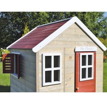Spielhaus Gecko Holz 120x120x155 cm natur-rot-weiß