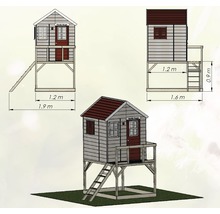 Illustration eines Spielhauses mit Maßen.