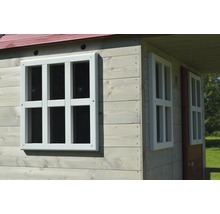 Spielhaus Frosch Holz mit Veranda und Rutsche rot