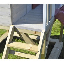 Spielhaus Frosch Holz mit Veranda und Rutsche rot