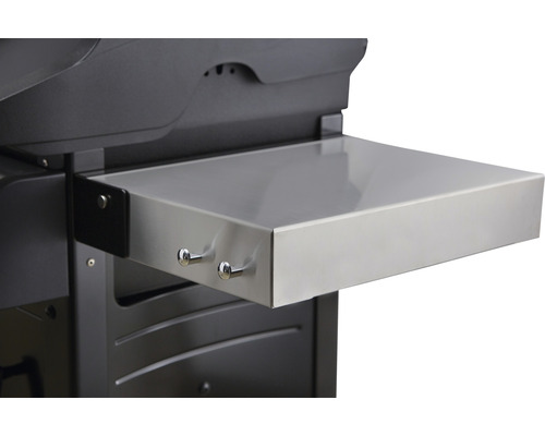 Grill mit Seitentisch aus Edelstahl