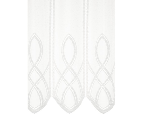 Weißes Scheibengardinen-Detail mit dekorativem Muster