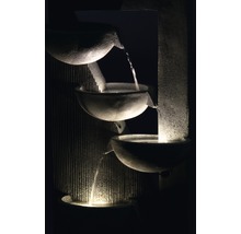 Gartenbrunnen mit LEDs und 4 Schalen 40x25x92 cm Kunststein grau inkl. Schlauch und Pumpe-thumb-5