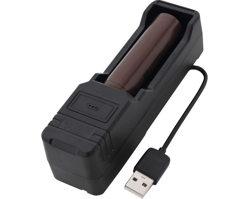 Supfire Batterieladegerät mit USB-Kabel und Akku