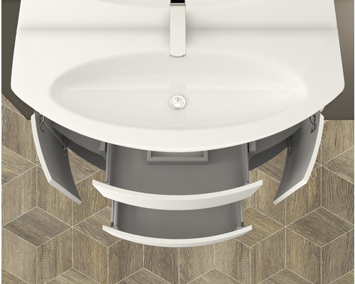 Waschtisch mit offenem Unterschrank von oben