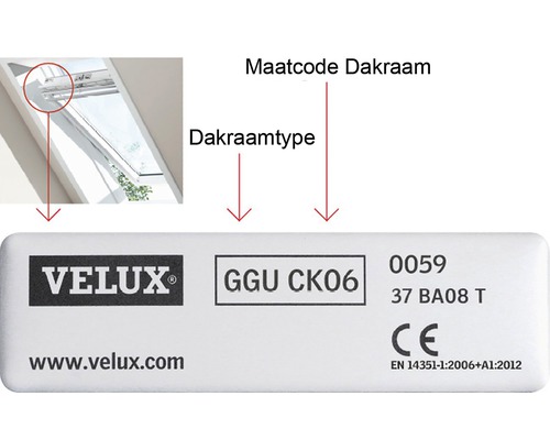 Informationen zur Dachfenstergröße und zum Dachfenstertyp von Velux