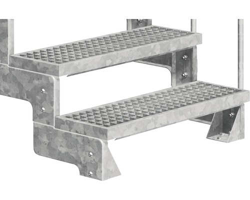 Treppe aus Metall mit zwei Stufen