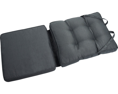 Gepolsterte Bankauflage mit Haltebändern zur Befestigung