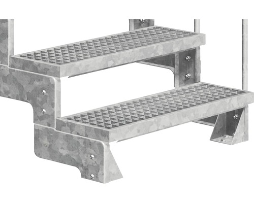Treppe aus Metall mit zwei Stufen