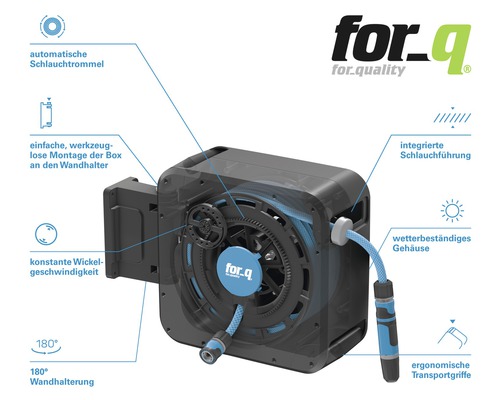 For_q Schlauchtrommel mit automatischer Aufrollfunktion und ergonomischen Griffen