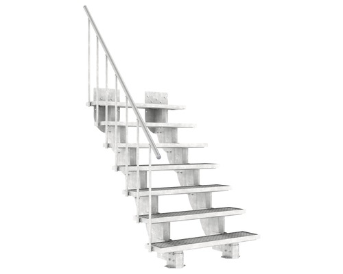 Außentreppe Pertura Petros mit Geländer 7 Stufen 120 cm Gitterrost