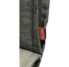 Detailaufnahme eines grauen Kissens mit Siena Garden Logo