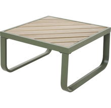 Quadratischer Gartentisch mit Holzlatten und Metallgestell