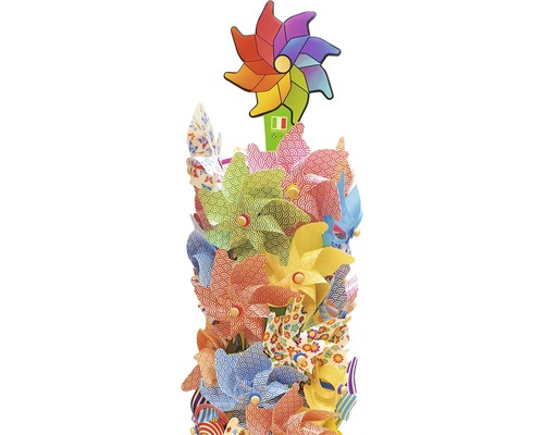 Buntes Windrad Arrangement mit verschiedenen Mustern
