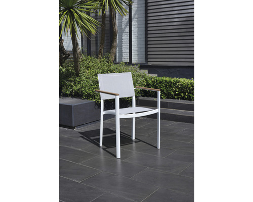 Gartenstuhl mit Armlehnen und Stoffbezug