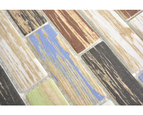 Mosaikfliese in Holzoptik, rechteckige Form