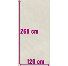 Abmessungen der Fliese: 260 cm Höhe, 120 cm Breite