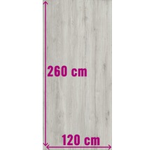 Holzplatte mit den Maßen 260 cm mal 120 cm