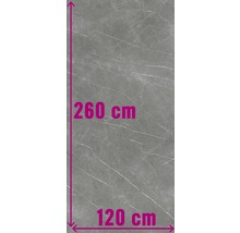 Graue Fliese mit Marmoroptik, 260 cm lang und 120 cm breit