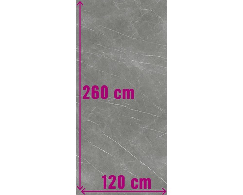 Graue Fliese mit Marmoroptik, 260 cm lang und 120 cm breit