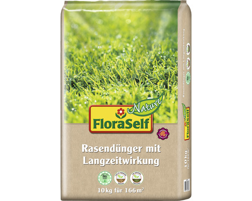 Rasen-Langzeitdünger FloraSelf Nature Rasendünger mit Langzeitwirkung, organischer Dünger 10 kg 166 m²