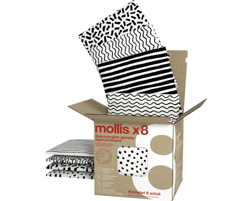 Mollis dekorative Polsterpaneele Set mit verschiedenen Mustern in einem Karton
