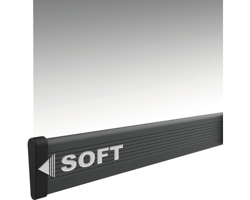 Rolloschiene mit dem Schriftzug SOFT