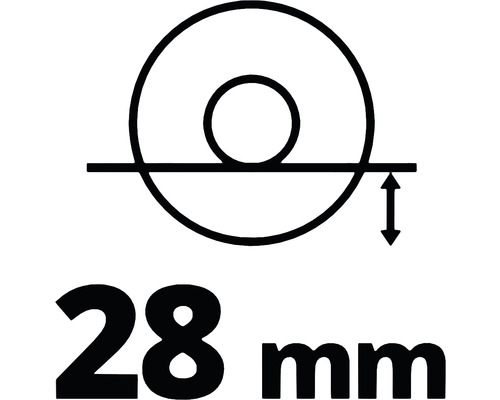 Symbol für 28 Millimeter Abmessung