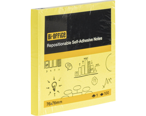 Bi-Office Haftnotizenblock, 76x76 mm, mit aufgedruckten Symbolen