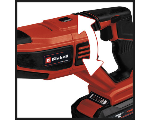 Einhell Logo auf einem Akku-Bohrhammer mit Drehbewegungspfeil