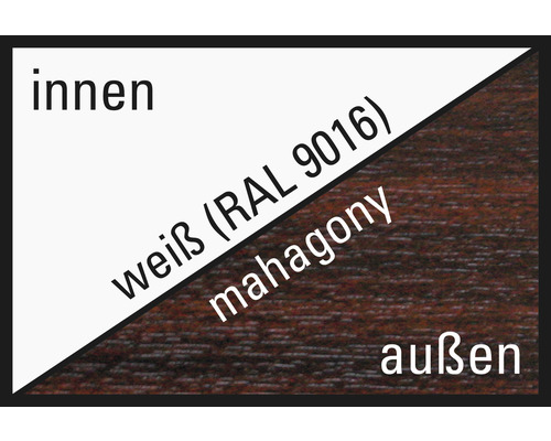 Innen Weiß RAL 9016, Aussen Mahagoni