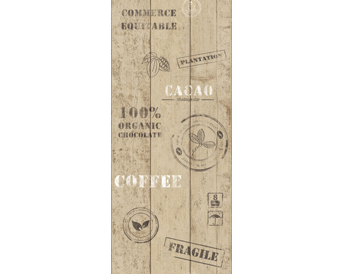 Dekorplatte mit Aufdrucken zu Kaffee und Kakao