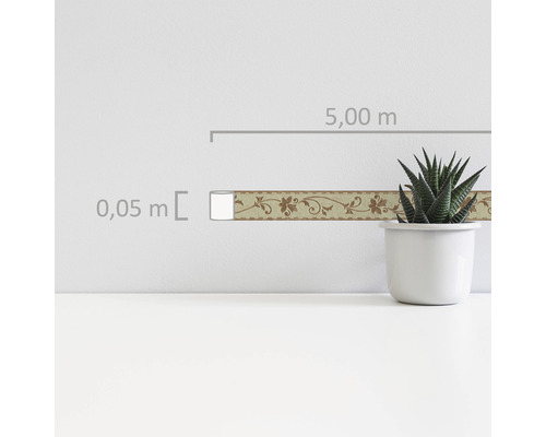 Bordüre mit floralem Muster, Maße 5,00 m Länge und 0,05 m Breite