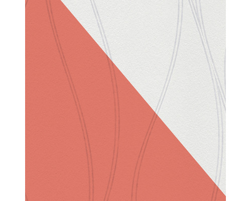 Detailansicht einer gemusterten Tapete in zwei Farben mit geschwungenen Linien