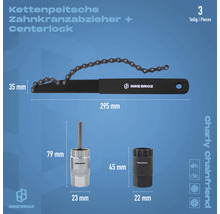 Fahrradwerkzeug Set, bestehend aus Kettenpeitsche, Zahnkranzabzieher und Centerlock