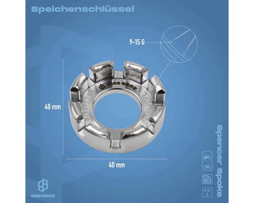 Fahrradspeichenschlüssel, 40 Millimeter