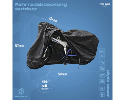 Fahrradabdeckung aus Nylon für den Außenbereich, Abmessungen 228 x 123 x 228 Millimeter