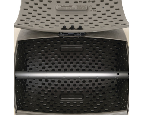 Offener Komposter mit Belüftungslöchern und Drehachse