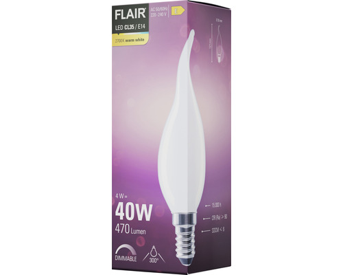 FLAIR LED Lampe CL35/E14, 4 Watt, 470 Lumen