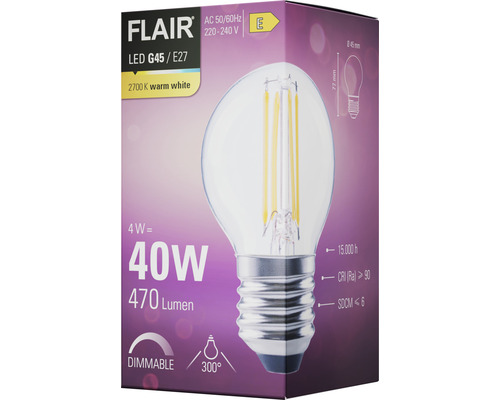 Flair LED Lampe G45 E27 4 Watt entspricht 40 Watt