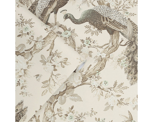 Tapetenrolle mit Pfauen und floralem Muster