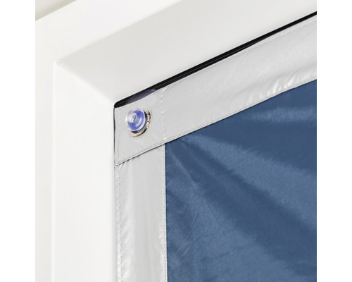 Abdunkelungsrollo mit Saugnapf an Fensterrahmen befestigt