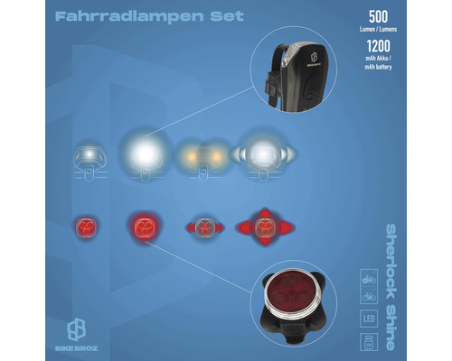 Fahrradlampen Set mit Vorder- und Rückleuchten