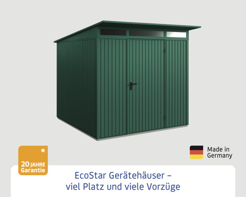 EcoStar Gerätehaus mit Pultdach und Doppeltür