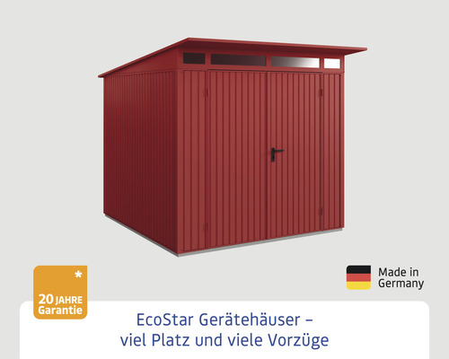 EcoStar Gerätehaus mit Pultdach und Doppeltür